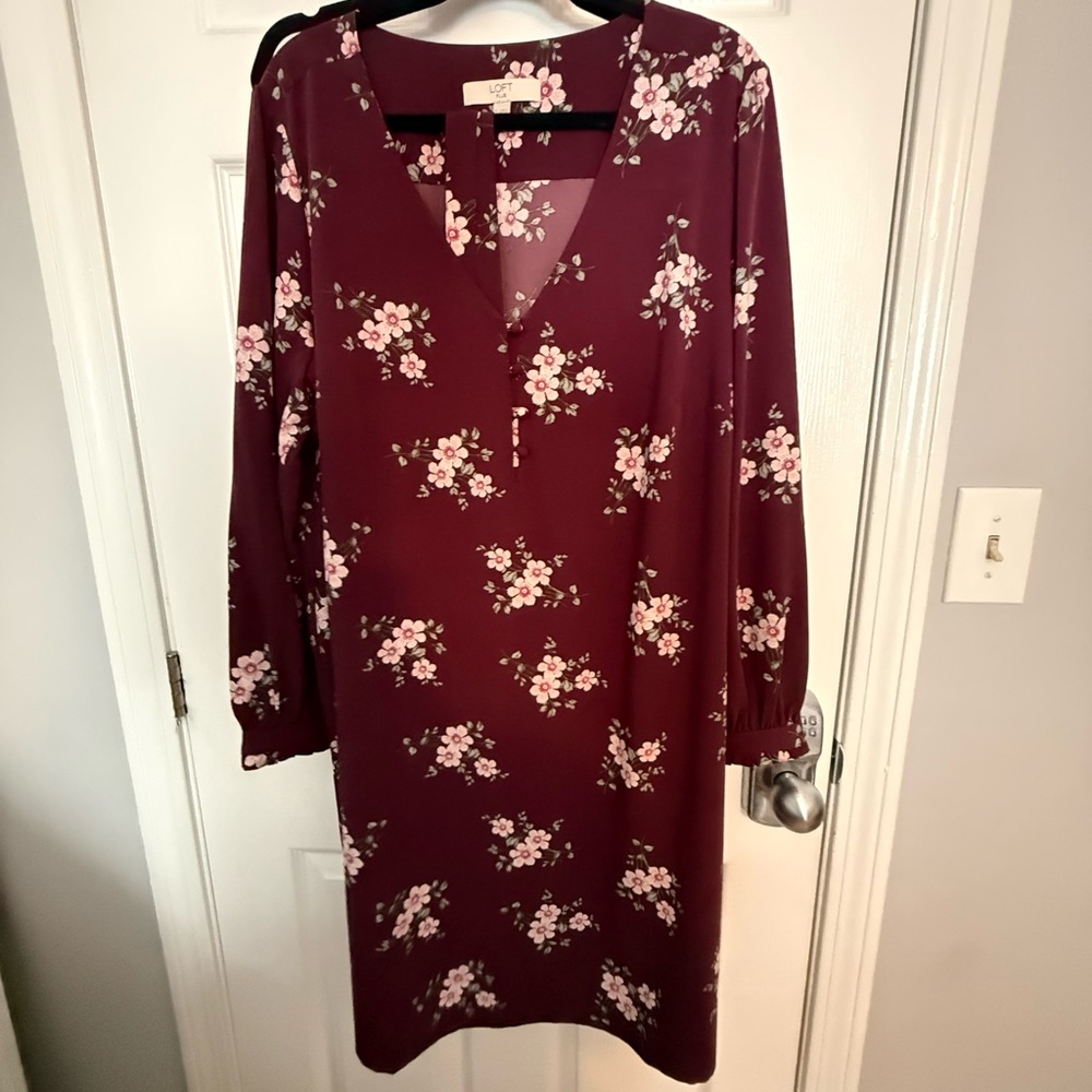 Floral Burgundy Dress LOFT PLUS